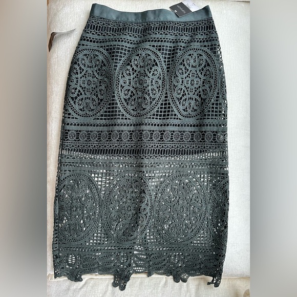 Topshop Green Lace Pencil Skirt - Picture 2 of 8